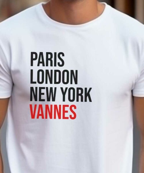 T-Shirt Blanc Paris London New York Vannes Pour homme-2