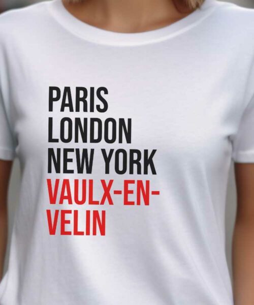 T-Shirt Blanc Paris London New York Vaulx-en-Velin Pour femme-2