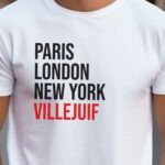 T-Shirt Blanc Paris London New York Villejuif Pour homme-2