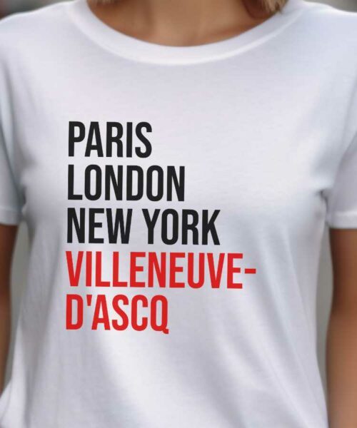 T-Shirt Blanc Paris London New York Villeneuve-d'Ascq Pour femme-2