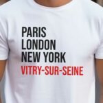 T-Shirt Blanc Paris London New York Vitry-sur-Seine Pour homme-2