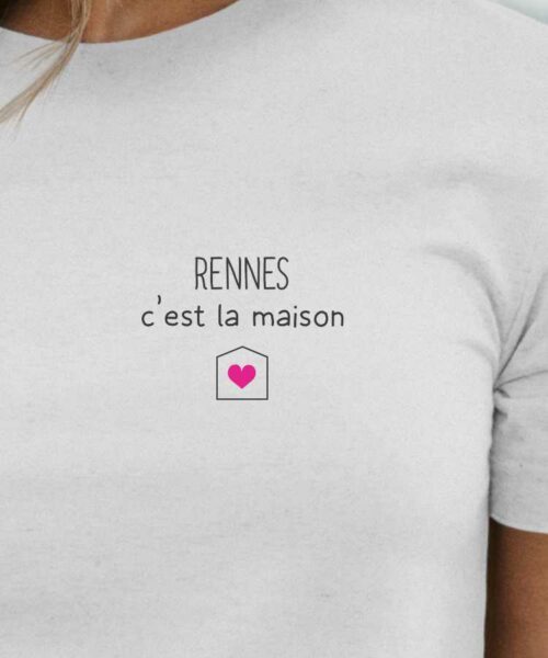T-Shirt Blanc Rennes C'est la maison Pour femme-2