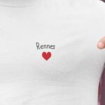 T-Shirt Blanc Rennes Coeur Pour homme-2