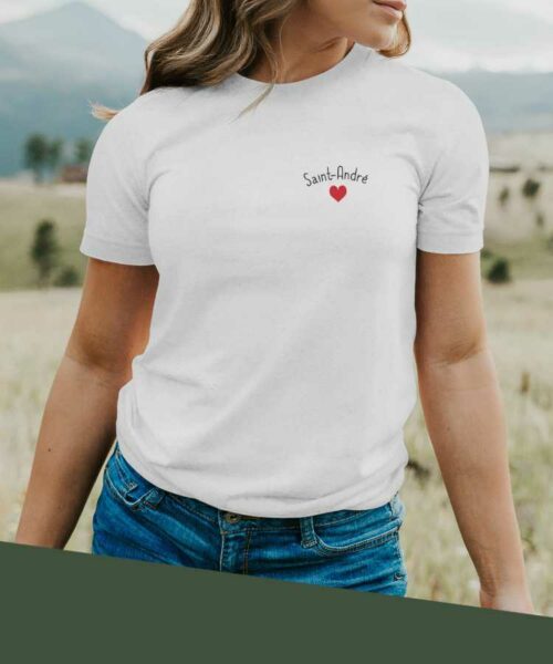 T-Shirt Blanc Saint-André Coeur Pour femme-1