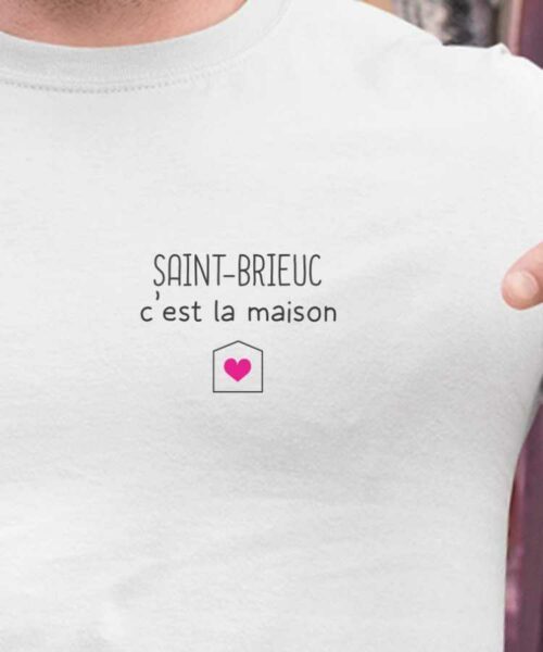 T-Shirt Blanc Saint-Brieuc C'est la maison Pour homme-2