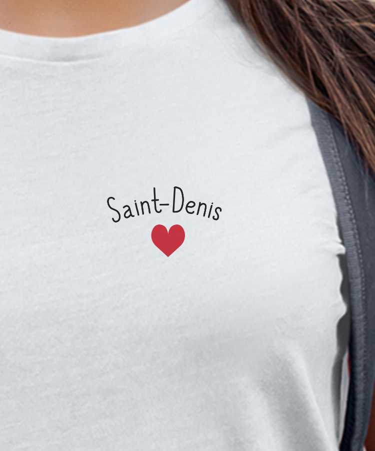 T-Shirt Blanc Saint-Denis Coeur Pour femme-2