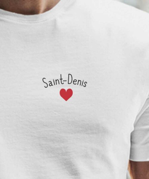 T-Shirt Blanc Saint-Denis Coeur Pour homme-2
