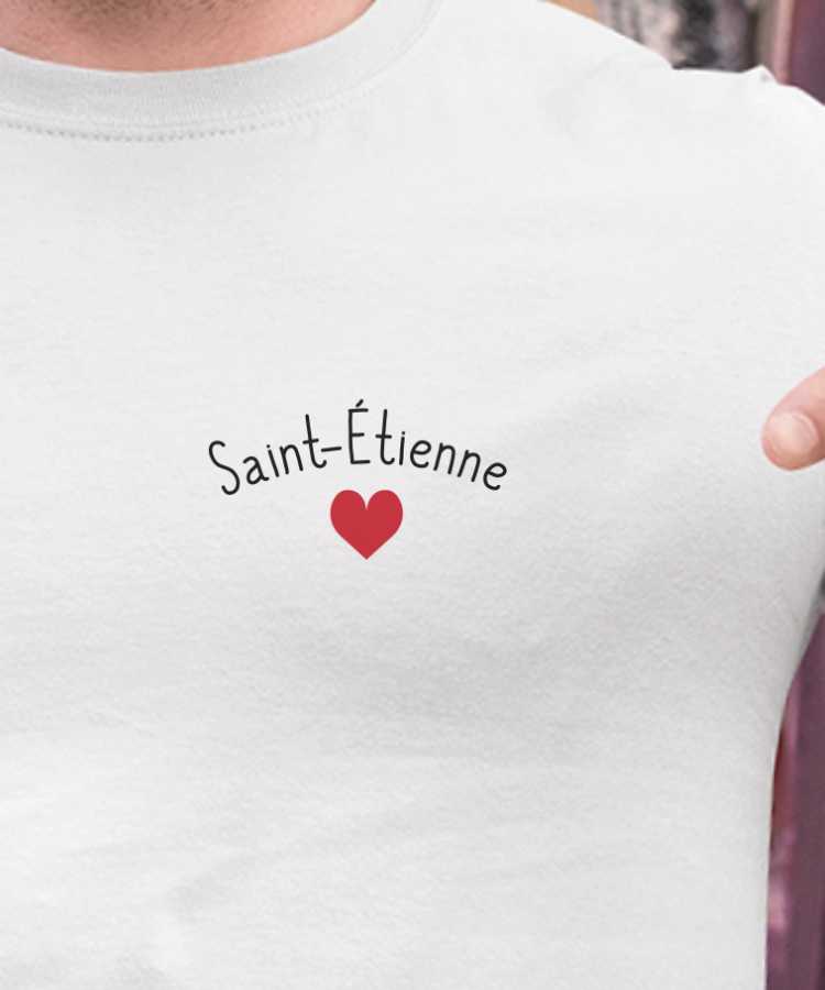T-Shirt Blanc Saint-Étienne Coeur Pour homme-2
