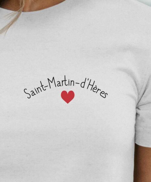 T-Shirt Blanc Saint-Martin-d'Hères Coeur Pour femme-2