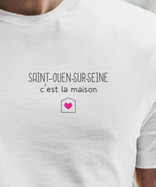 T-Shirt Blanc Saint-Ouen-sur-Seine C'est la maison Pour homme-2