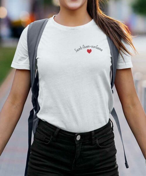 T-Shirt Blanc Saint-Ouen-sur-Seine Coeur Pour femme-1