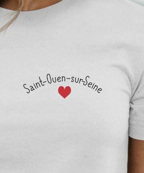 T-Shirt Blanc Saint-Ouen-sur-Seine Coeur Pour femme-2