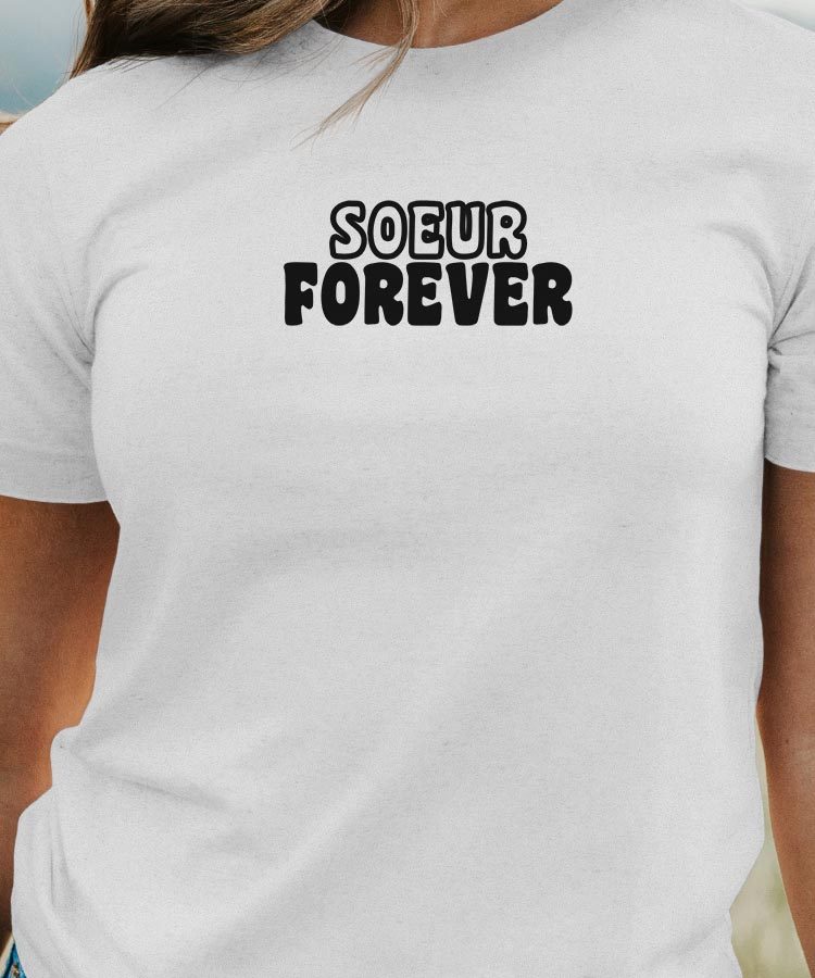 T-Shirt Blanc Soeur forever face Pour femme-1