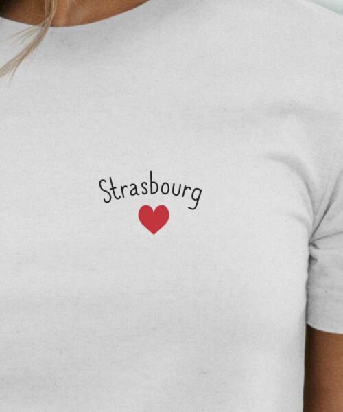 T-Shirt Blanc Strasbourg Coeur Pour femme-2