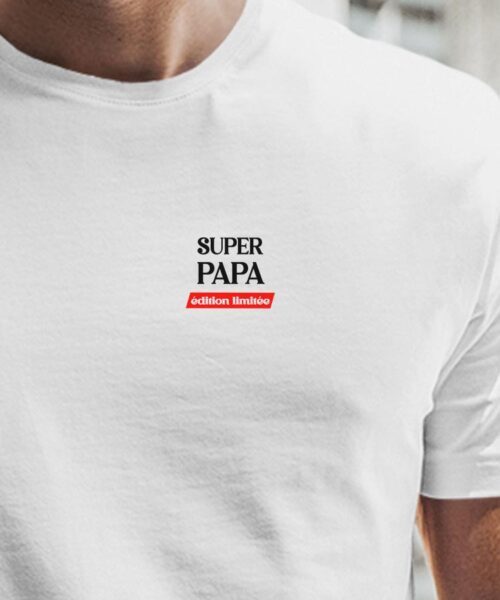 T-Shirt Blanc Super Papa édition limitée Pour homme-1