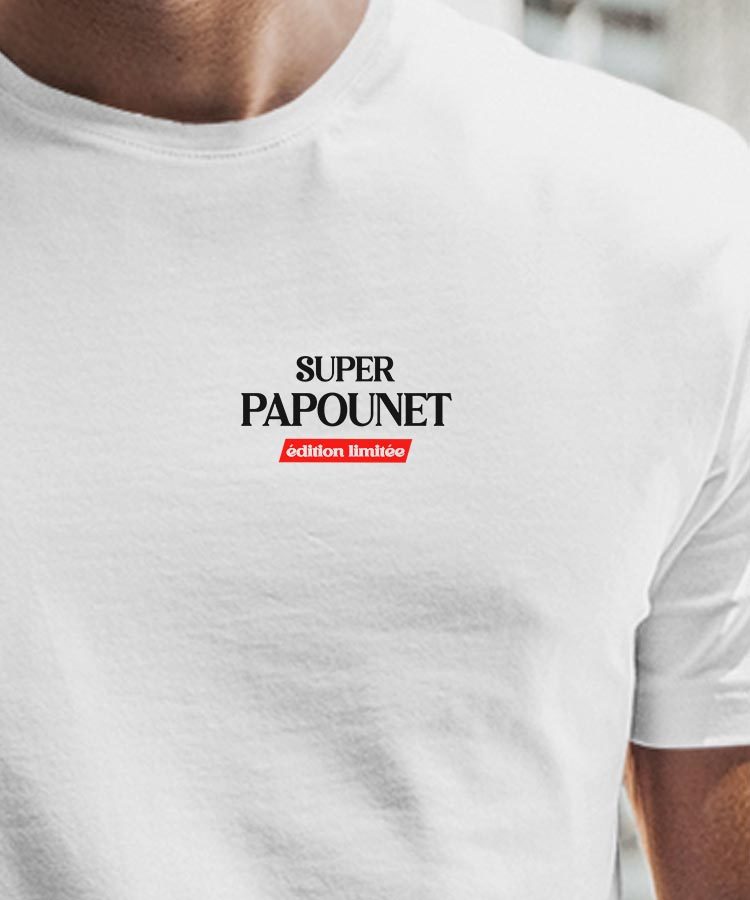 T-Shirt Blanc Super Papounet édition limitée Pour homme-1