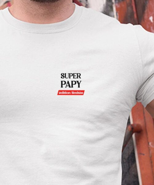 T-Shirt Blanc Super Papy édition limitée Pour homme-1