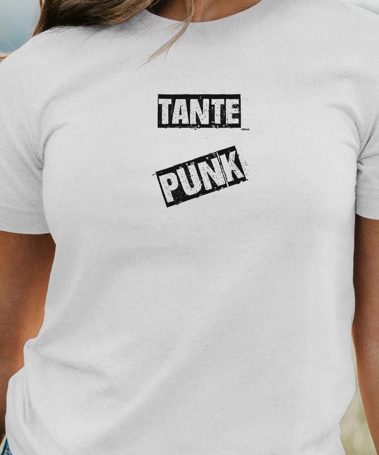 T-Shirt Blanc Tante PUNK Pour femme-1