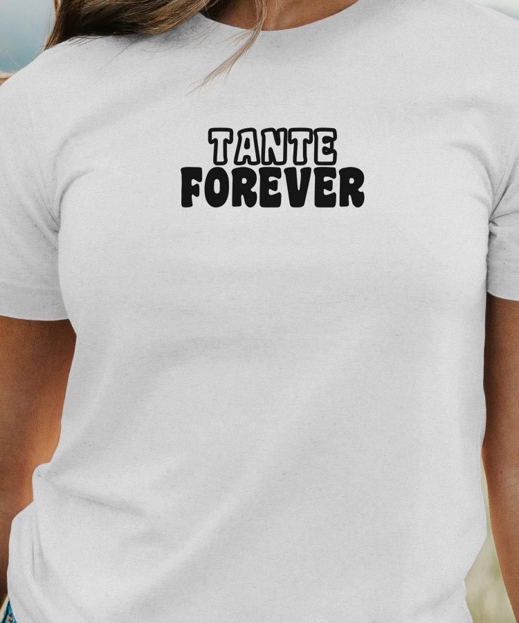 T-Shirt Blanc Tante forever face Pour femme-1