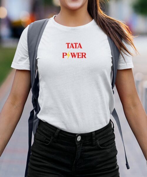 T-Shirt Blanc Tata Power Pour femme-2