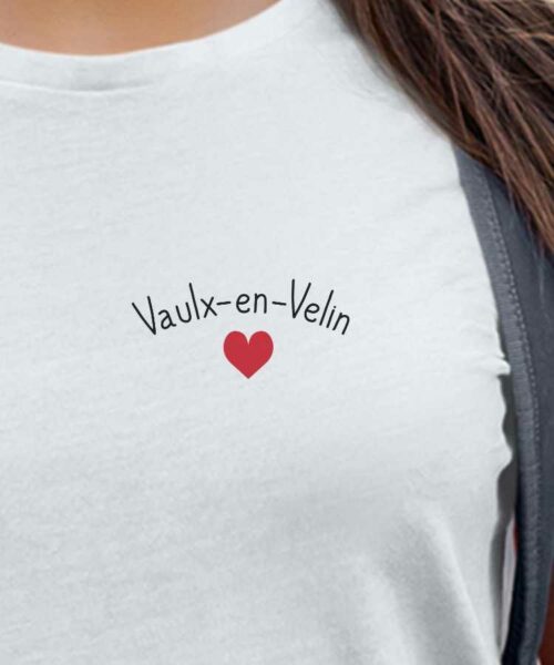 T-Shirt Blanc Vaulx-en-Velin Coeur Pour femme-2