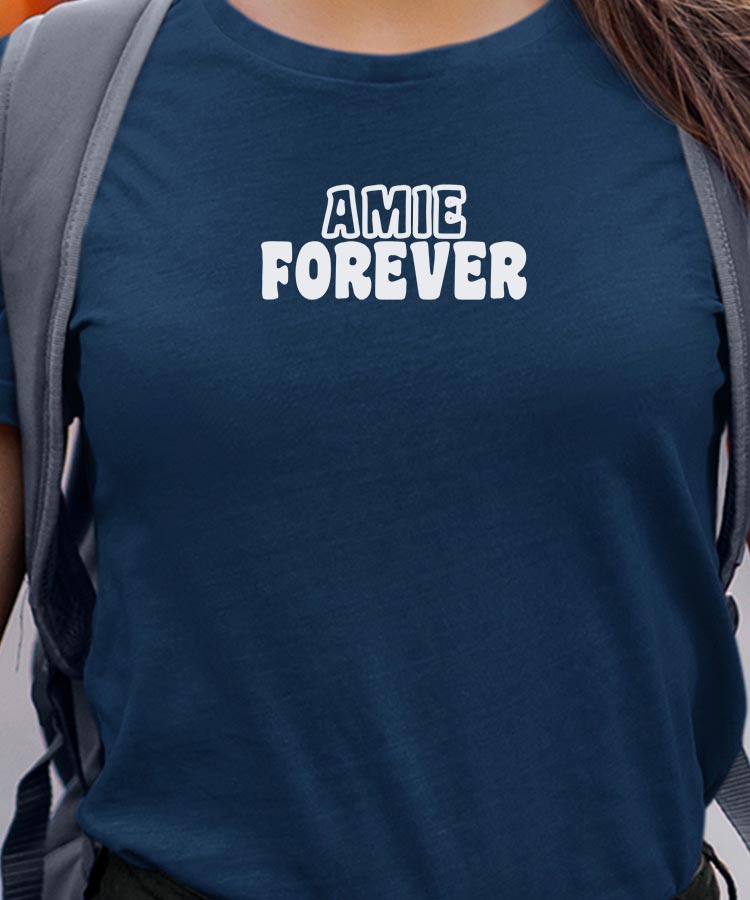 T-Shirt Bleu Marine Amie forever face Pour femme-1