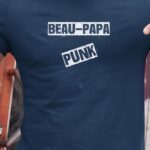 T-Shirt Bleu Marine Beau-Papa PUNK Pour homme-1