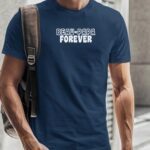 T-Shirt Bleu Marine Beau-Papa forever face Pour homme-2