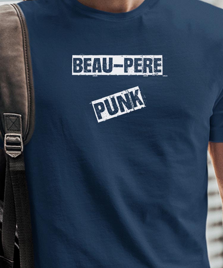 T-Shirt Bleu Marine Beau-Pere PUNK Pour homme-1