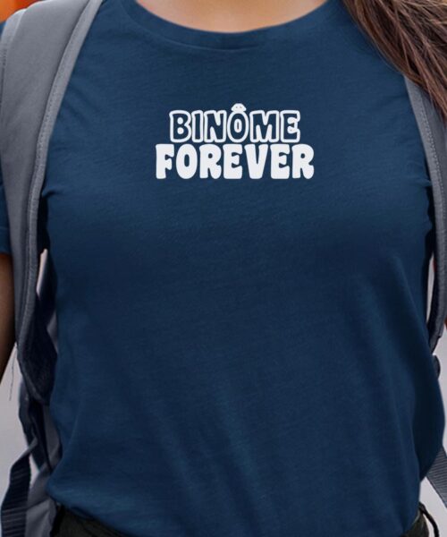 T-Shirt Bleu Marine Binôme forever face Pour femme-1