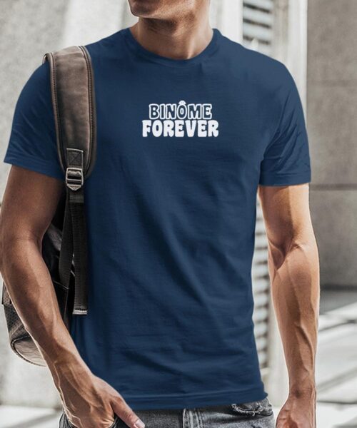 T-Shirt Bleu Marine Binôme forever face Pour homme-2