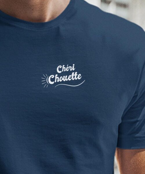 T-Shirt Bleu Marine Chéri Chouette face Pour homme-1