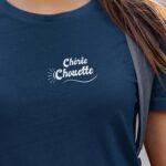T-Shirt Bleu Marine Chérie Chouette face Pour femme-1