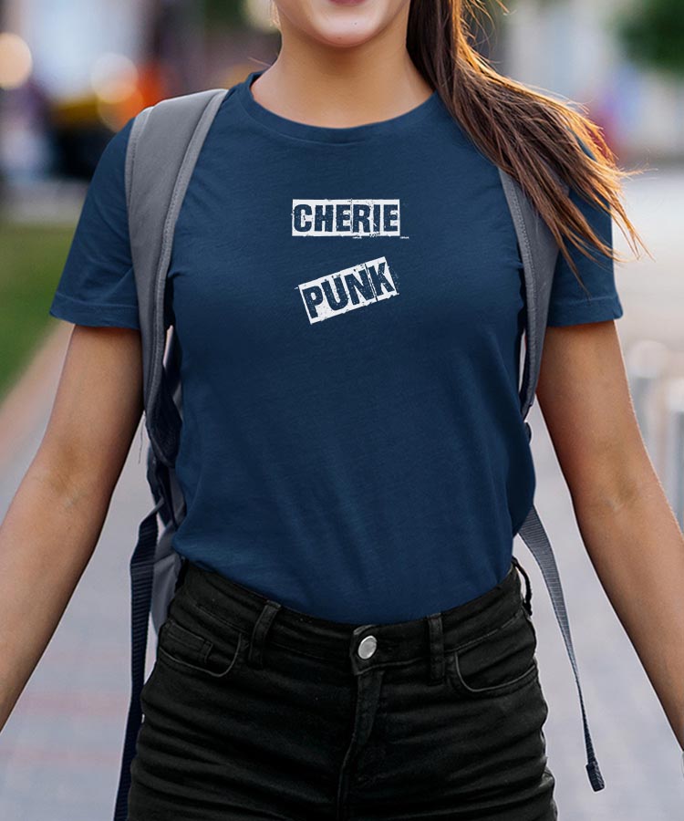 T-Shirt Bleu Marine Cherie PUNK Pour femme-2