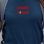 T-Shirt Bleu Marine Chérie Power Pour femme-1
