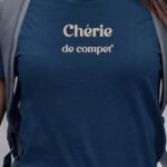 T-Shirt Bleu Marine Chérie de compet' Pour femme-1