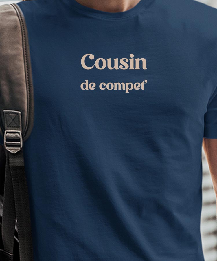 T-Shirt Bleu Marine Cousin de compet' Pour homme-1