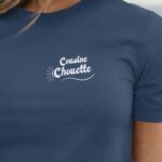 T-Shirt Bleu Marine Cousine Chouette face Pour femme-1