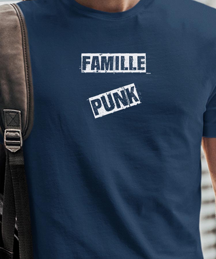 T-Shirt Bleu Marine Famille PUNK Pour homme-1