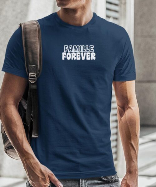 T-Shirt Bleu Marine Famille forever face Pour homme-2