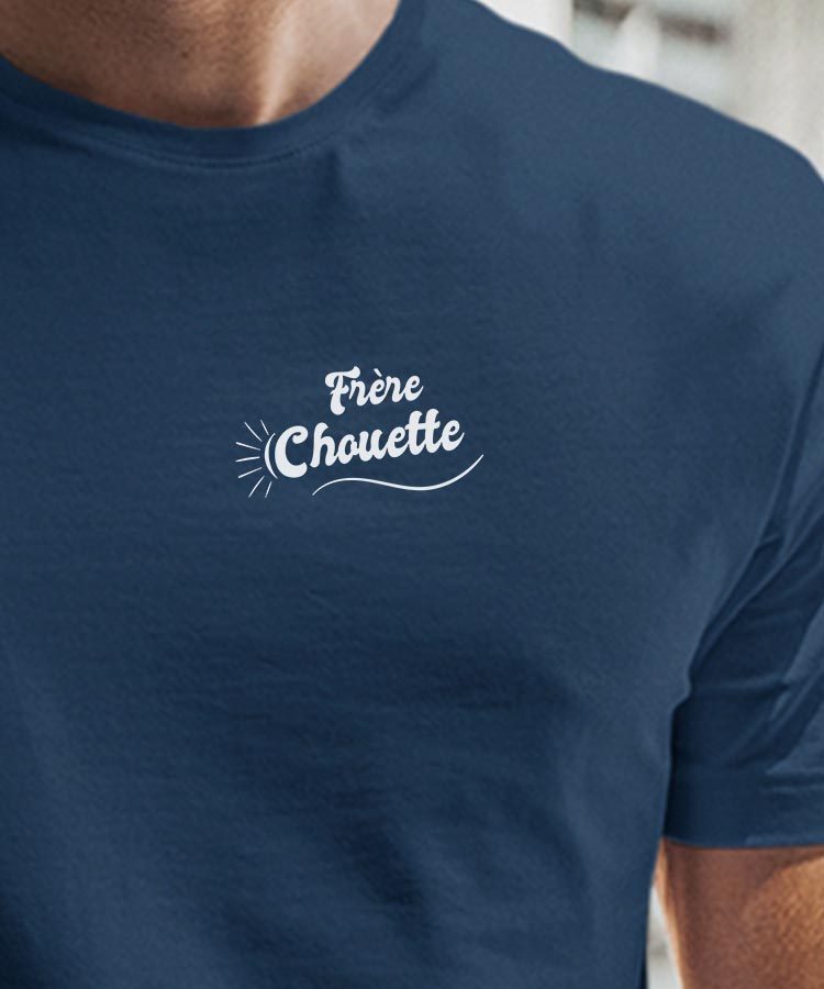 T-Shirt Bleu Marine Frère Chouette face Pour homme-1