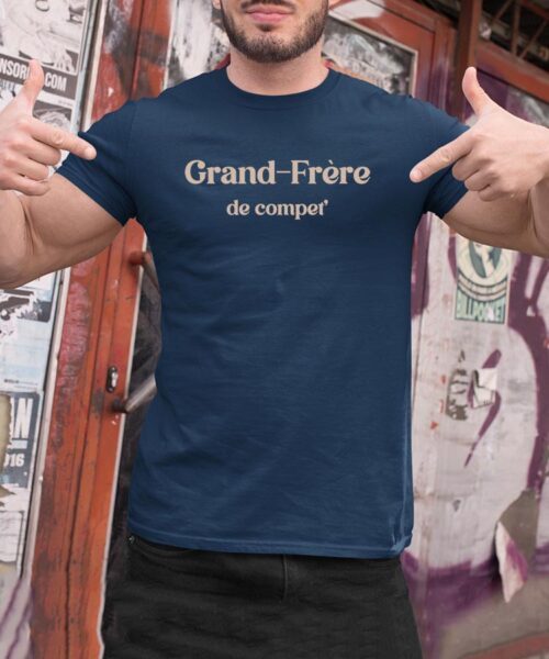 T-Shirt Bleu Marine Grand-Frère de compet' Pour homme-2