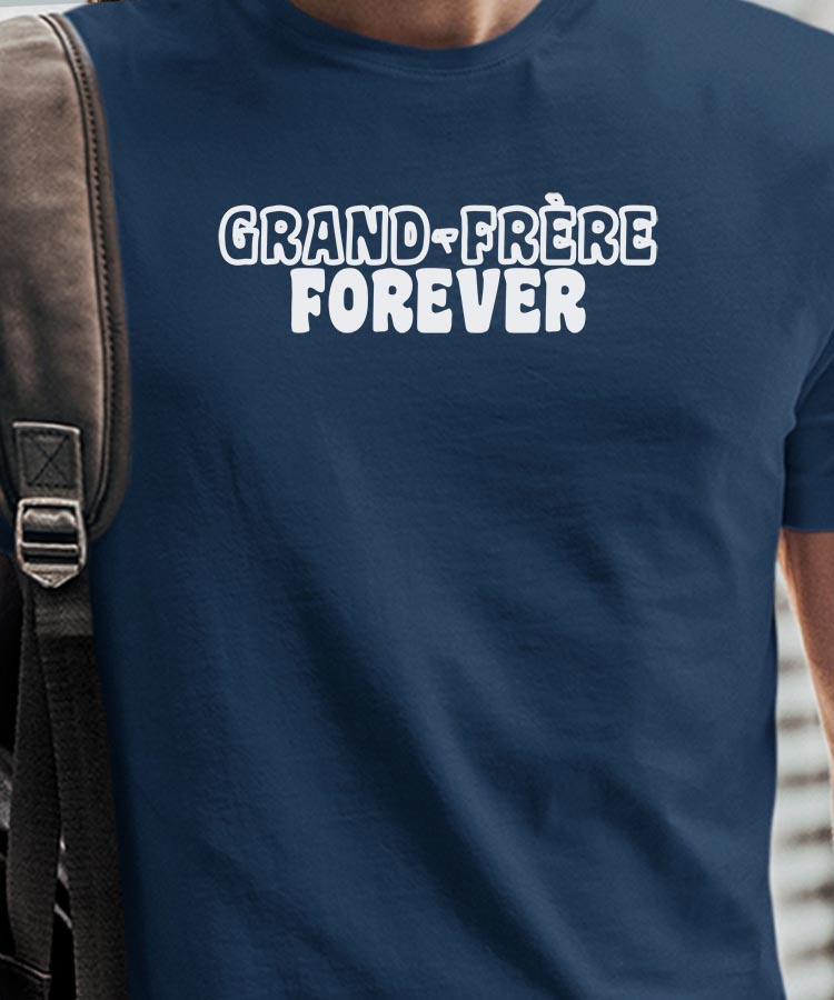 T-Shirt Bleu Marine Grand-Frère forever face Pour homme-1