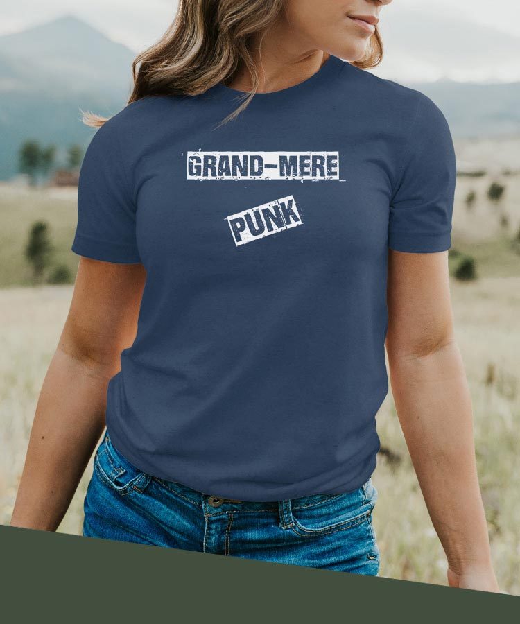 T-Shirt Bleu Marine Grand-Mere PUNK Pour femme-2