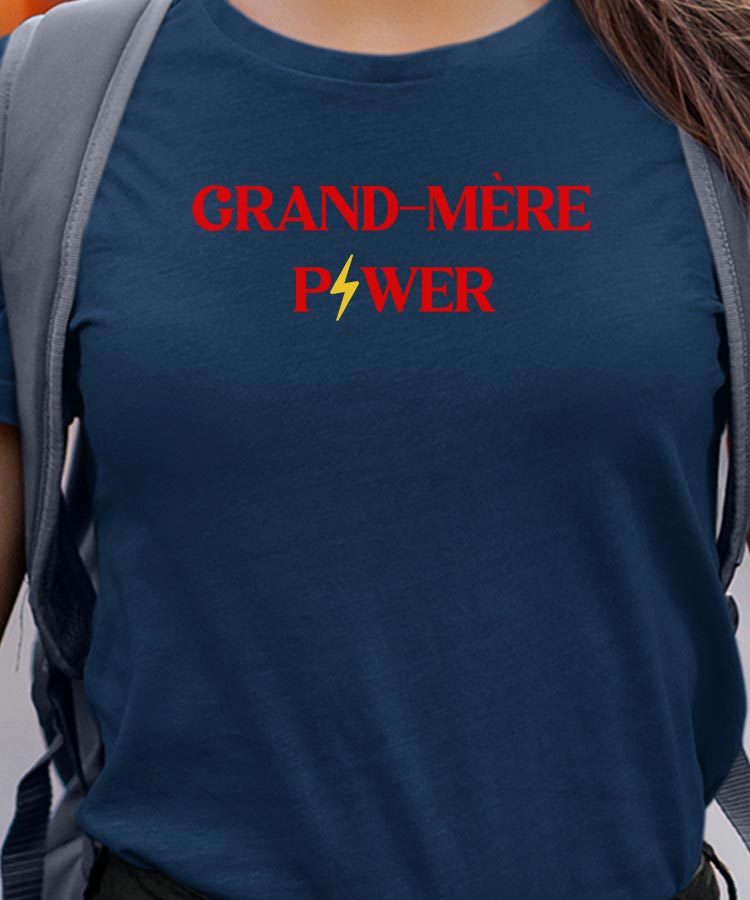 T-Shirt Bleu Marine Grand-Mère Power Pour femme-1