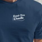T-Shirt Bleu Marine Grand-Père Chouette face Pour homme-1