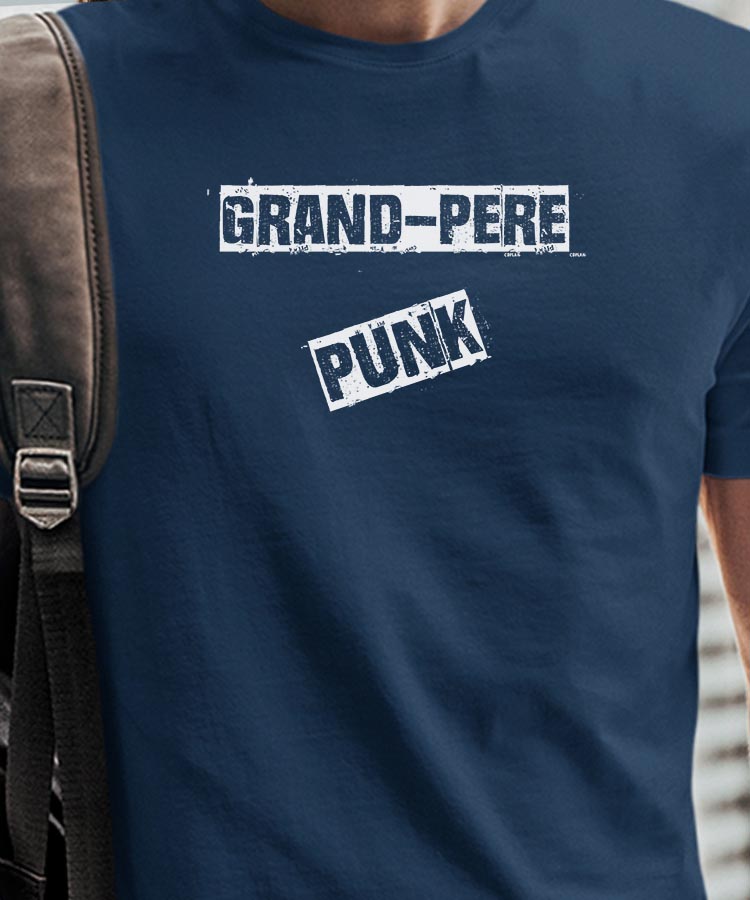 T-Shirt Bleu Marine Grand-Pere PUNK Pour homme-1