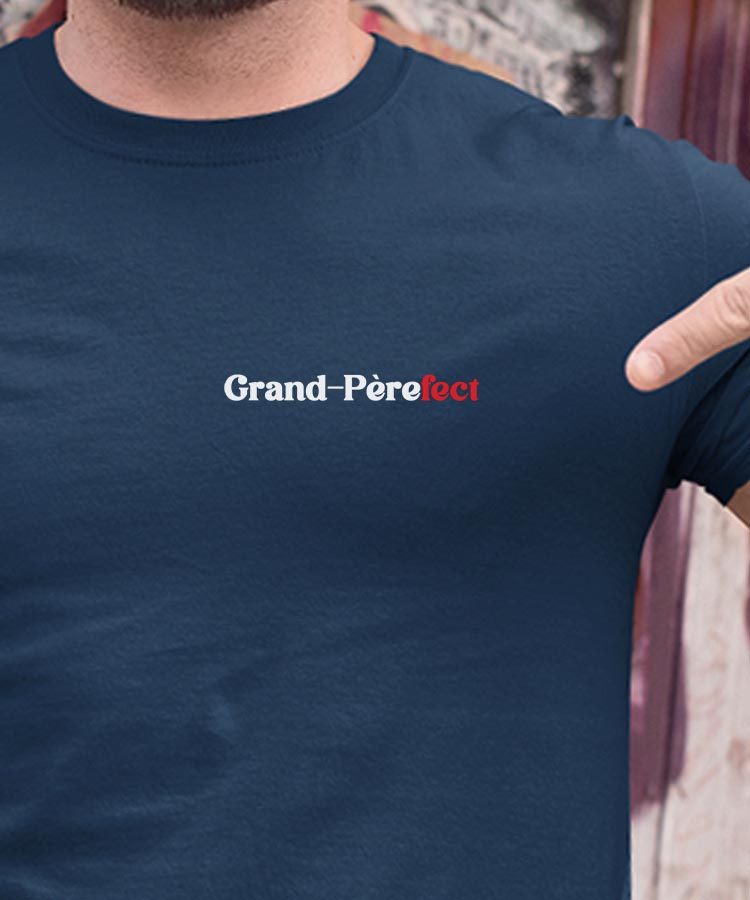 T-Shirt Bleu Marine Grand-Père fect Pour homme-1