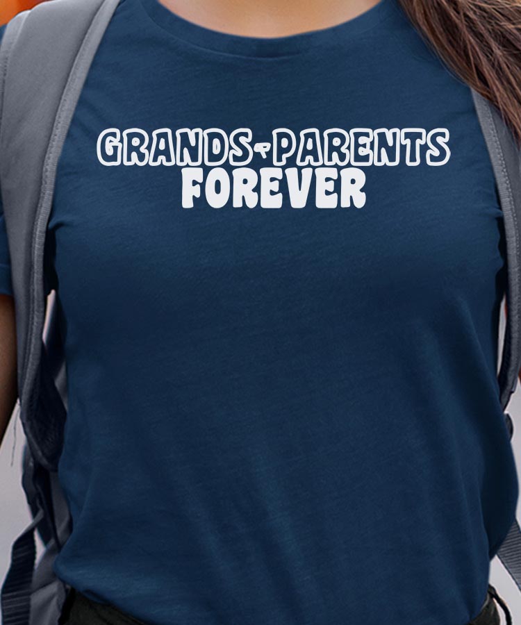 T-Shirt Bleu Marine Grands-Parents forever face Pour femme-1