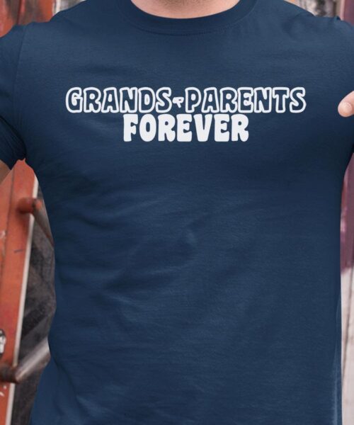 T-Shirt Bleu Marine Grands-Parents forever face Pour homme-1